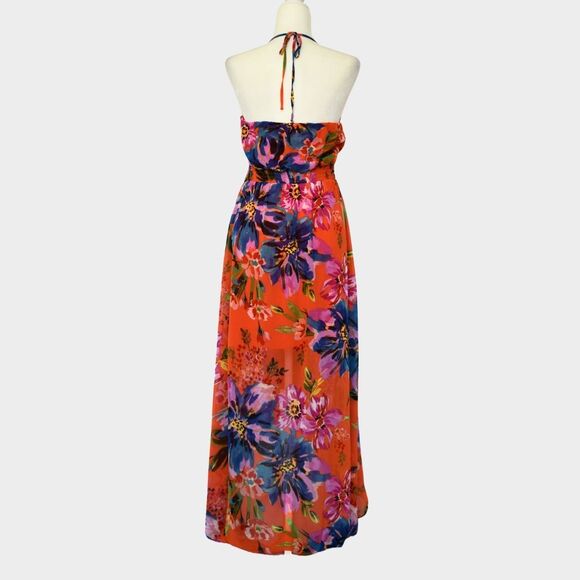 BISOU BISOU Women's Michele Bohbot Floral Hi-Lo Maxi Backless Dress Size 12 - Picture 3 of 9